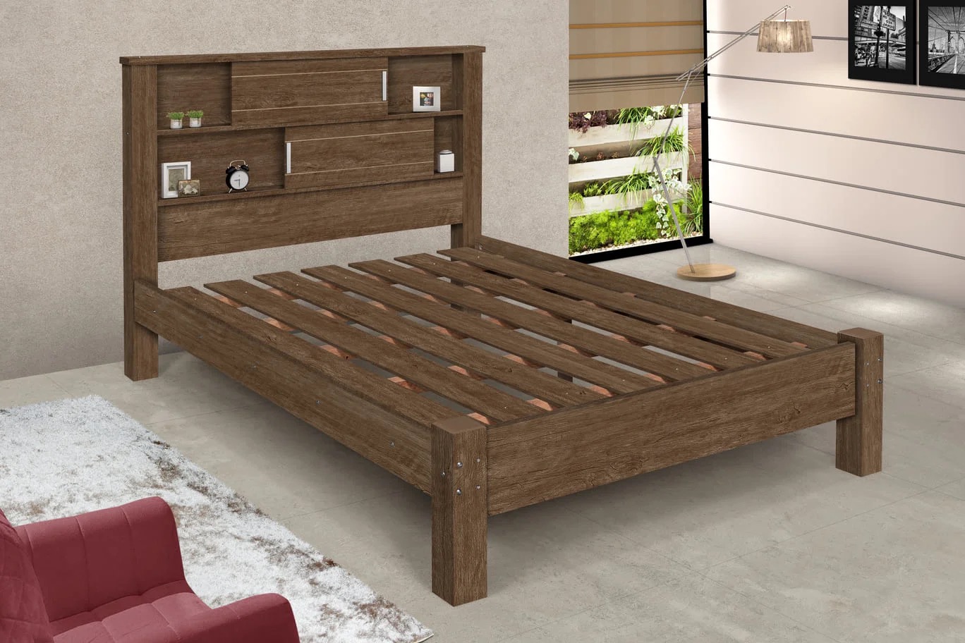 Cama casal Veneza Nobre 100% MDF em Marília - Móveis Lanza